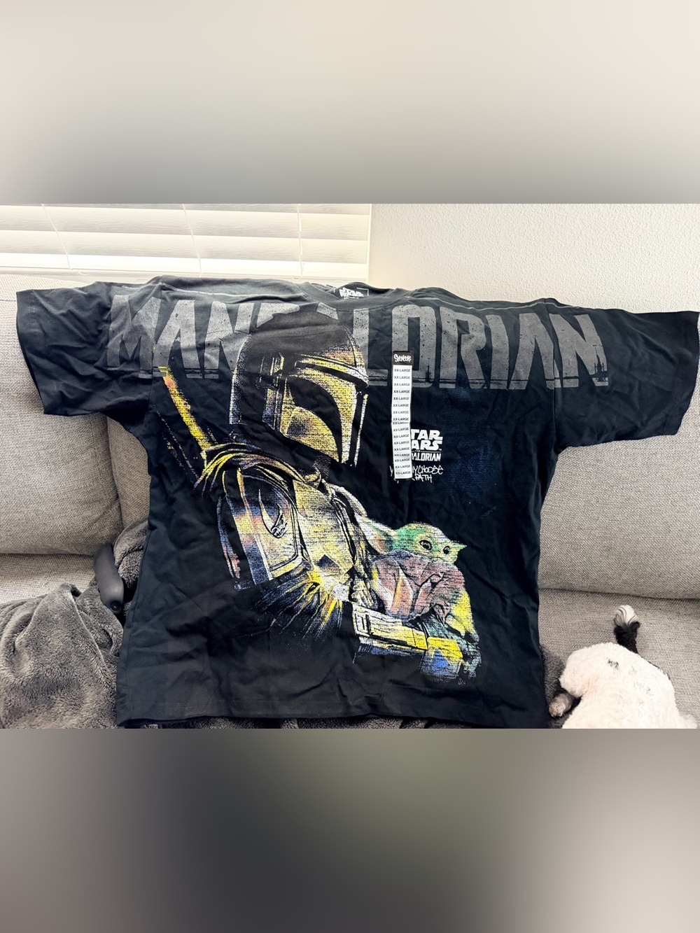 Black Graphic Tee with Mandalorian & Grogu Artwork